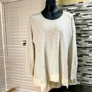 Style & Co grey and winter white stripe long sleeve sweater. Size XL (PP4)